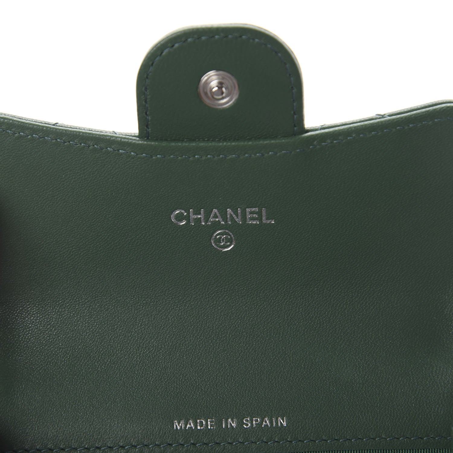 Chanel Lambskin Quilted Flap Card Holder Wallet Green 5 of 7