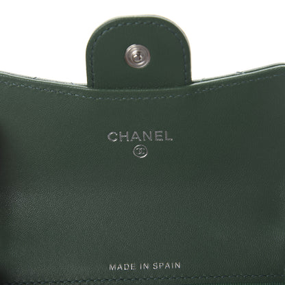 Chanel Lambskin Quilted Flap Card Holder Wallet Green 5 of 7