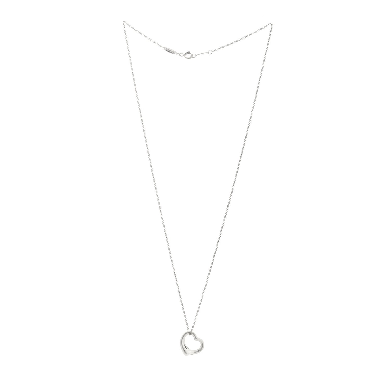 Sterling Silver 16mm Elsa Peretti Open Heart Pendant Necklace