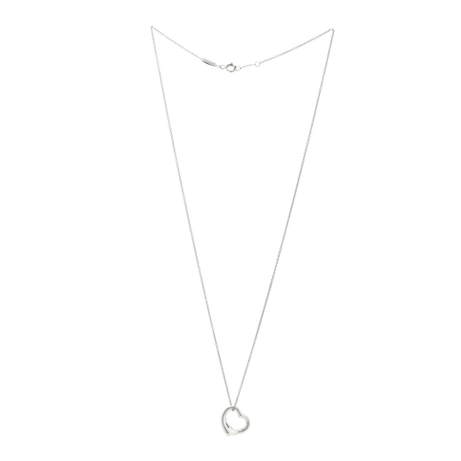 Tiffany Sterling Silver 16mm Elsa Peretti Open Heart Pendant Necklace 3 of 5