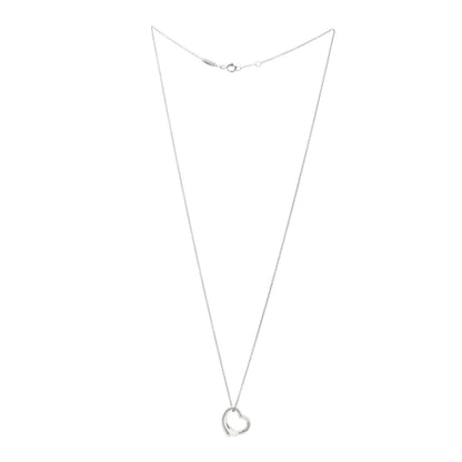 Tiffany Sterling Silver 16mm Elsa Peretti Open Heart Pendant Necklace 3 of 5