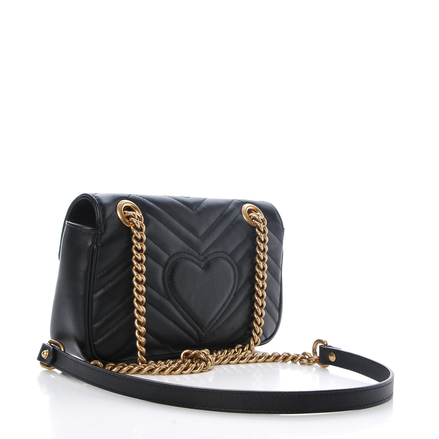 Gucci Calfskin Matelasse Mini GG Marmont Shoulder Bag Black 3 of 8
