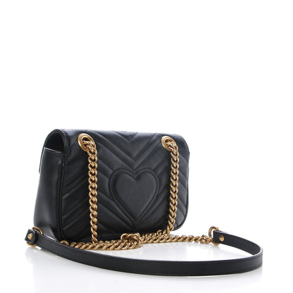 Gucci Calfskin Matelasse Mini GG Marmont Shoulder Bag Black 3 of 8