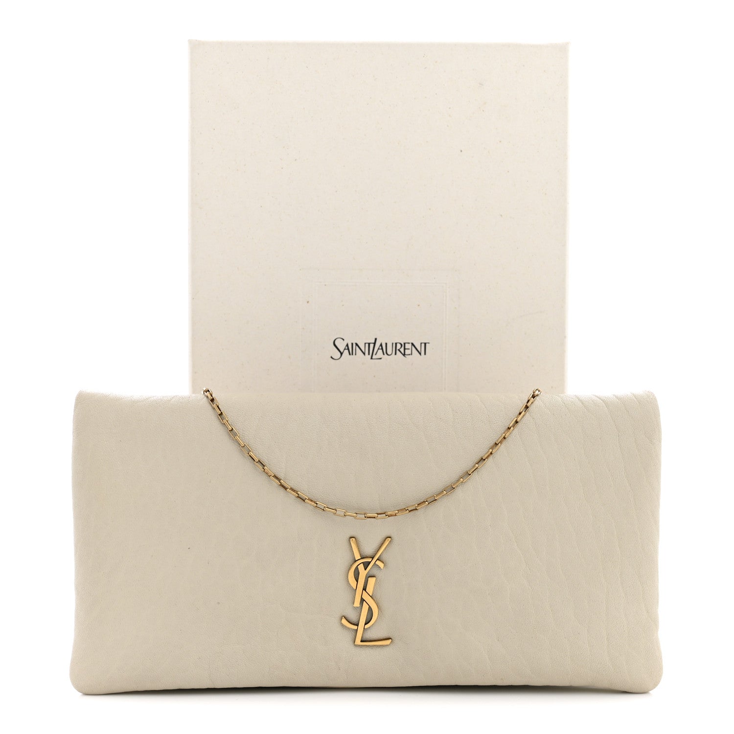 Saint Laurent Padded Lambskin Mini Calypso Wallet On Chain WOC Crema Soft 11 of 11