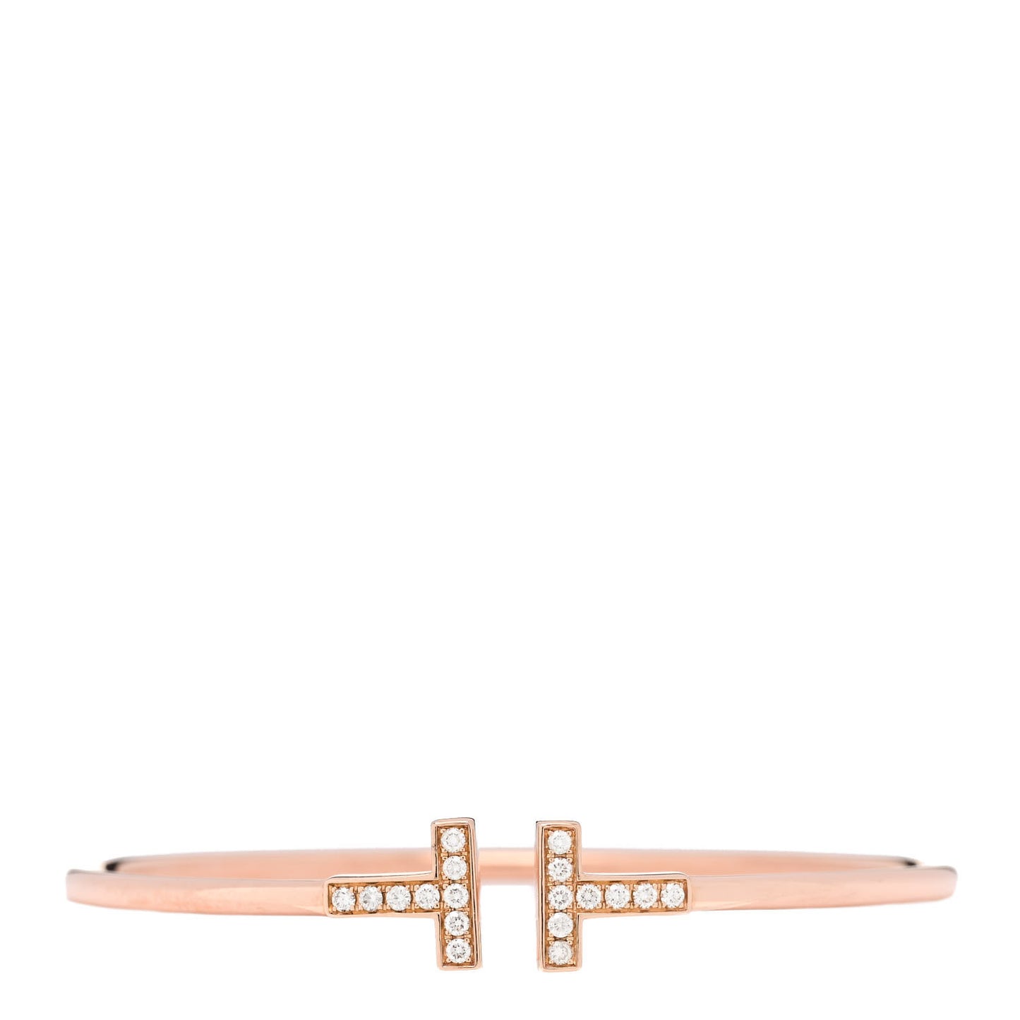 18K Rose Gold Diamond T Wire Bracelet