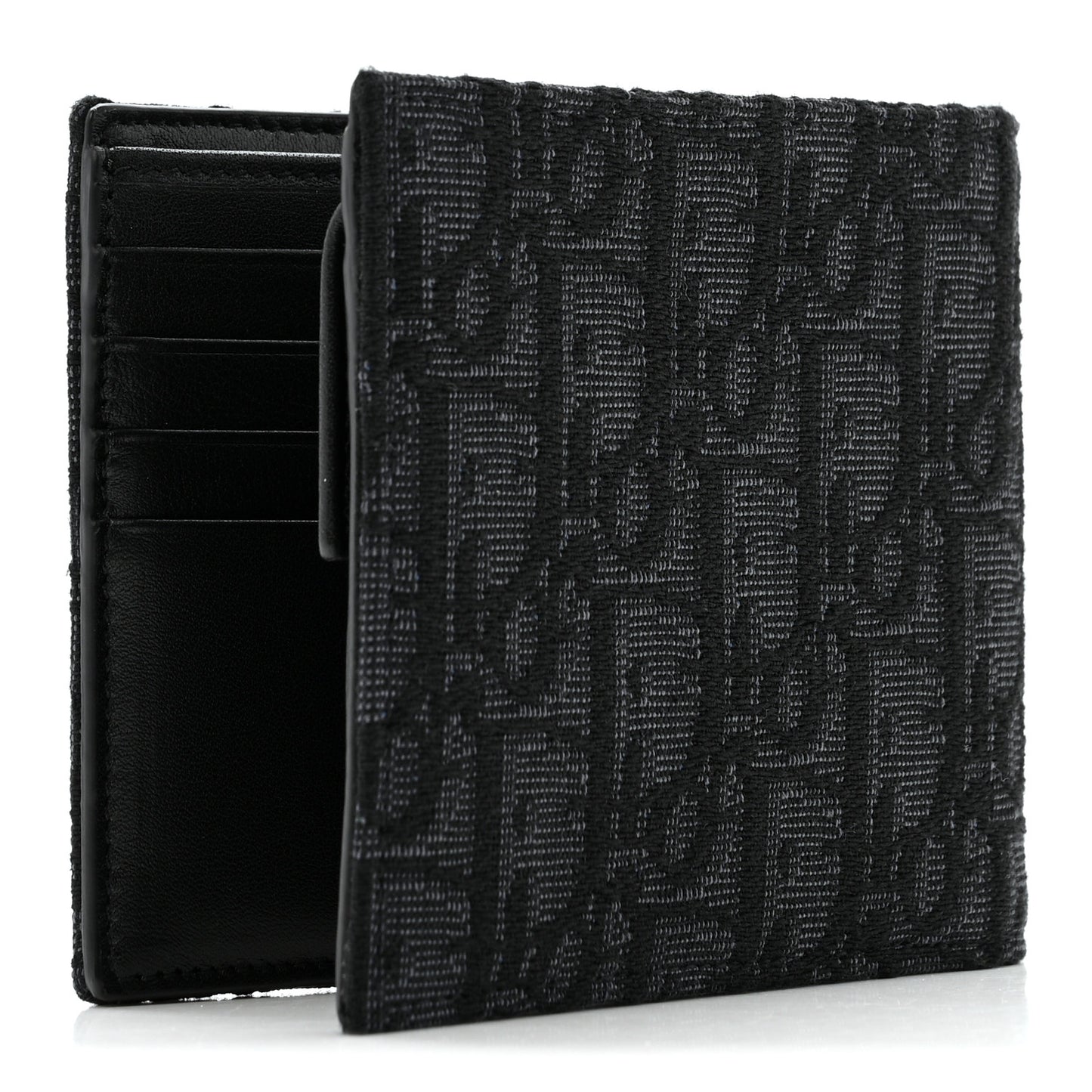 Oblique Jacquard Bi-Fold Wallet Black