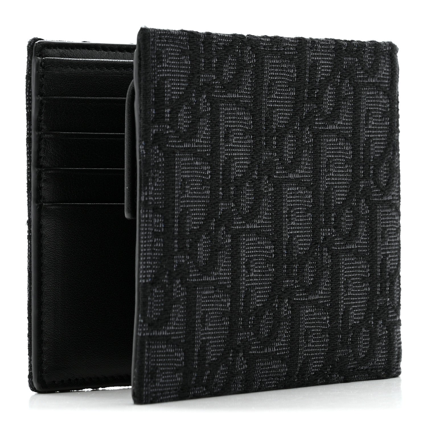 Christian Dior Oblique Jacquard Bi-Fold Wallet Black 3 of 7