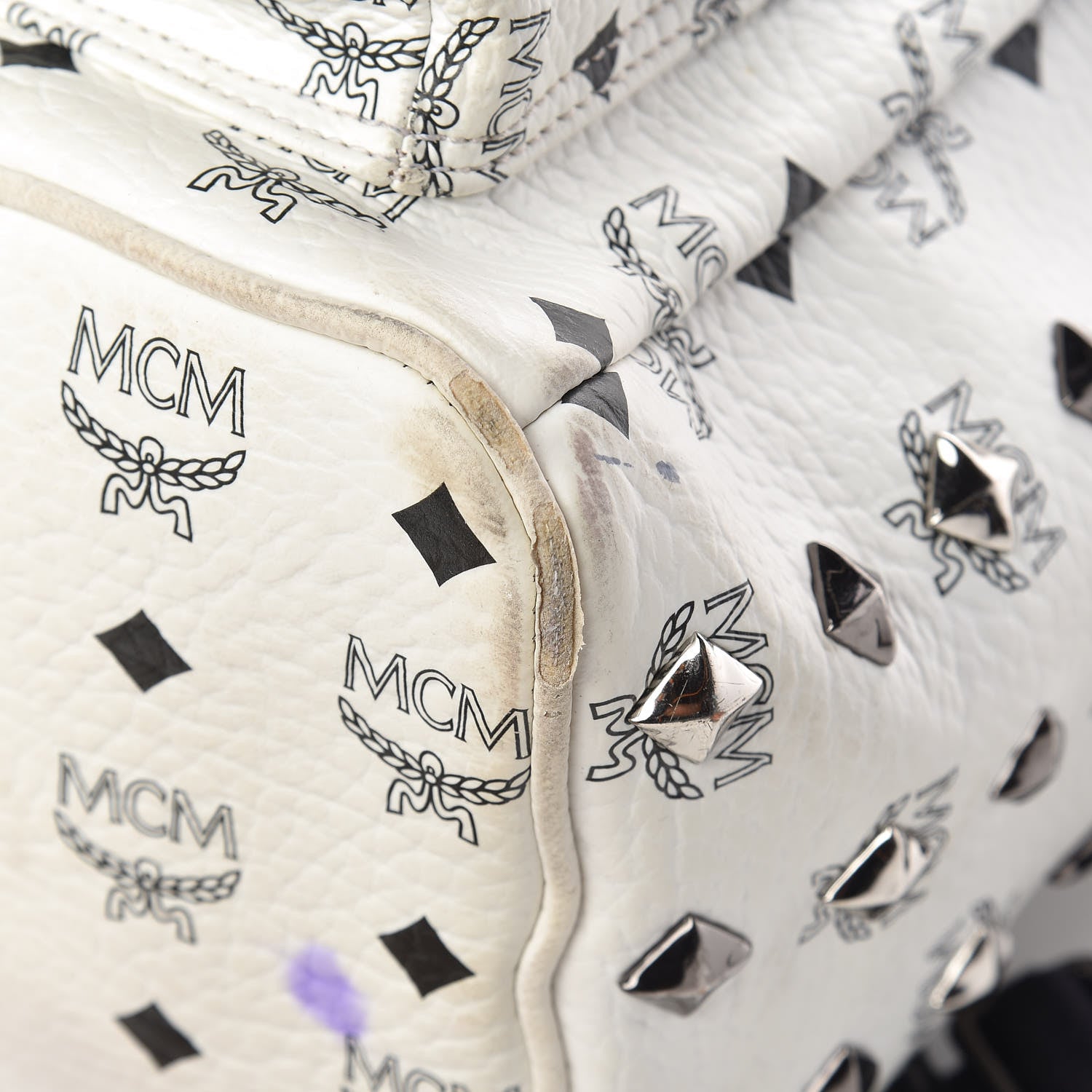 MCM Visetos Studded Medium Stark Backpack White 14 of 17
