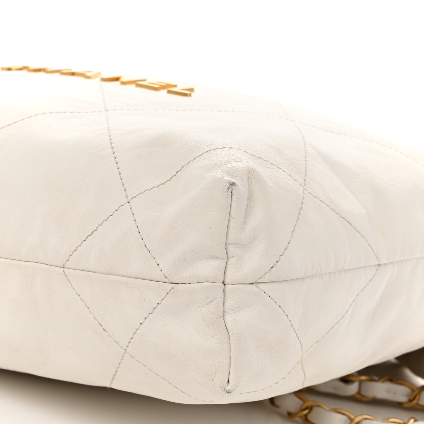 Shiny Calfskin Quilted Small Chanel 22 White