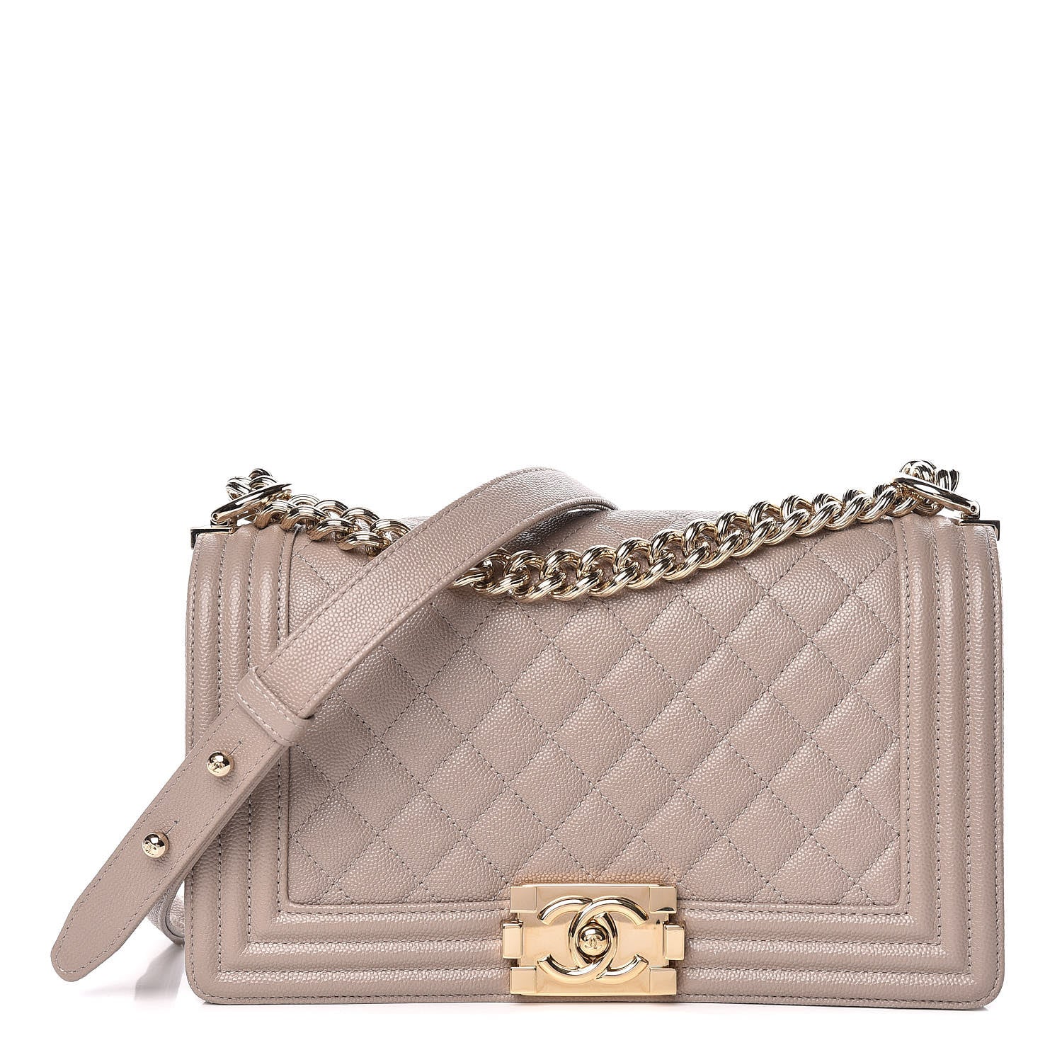 Chanel Caviar Quilted Medium Boy Flap Dark Beige 1 of 11