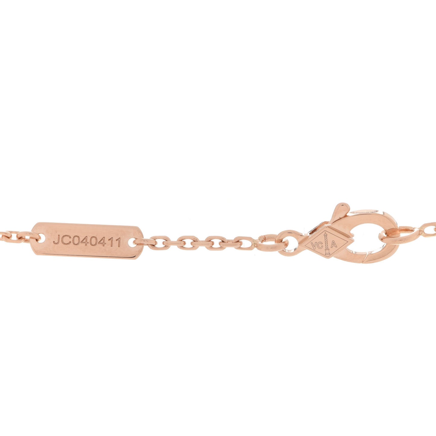 18K Rose Gold Diamond Rhodonite Vintage Alhambra Pendant Necklace