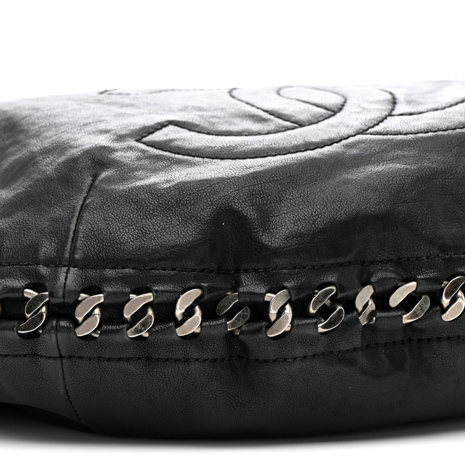 Chanel Calfskin Modern Chain Rhodoid Hobo Black 9 of 12