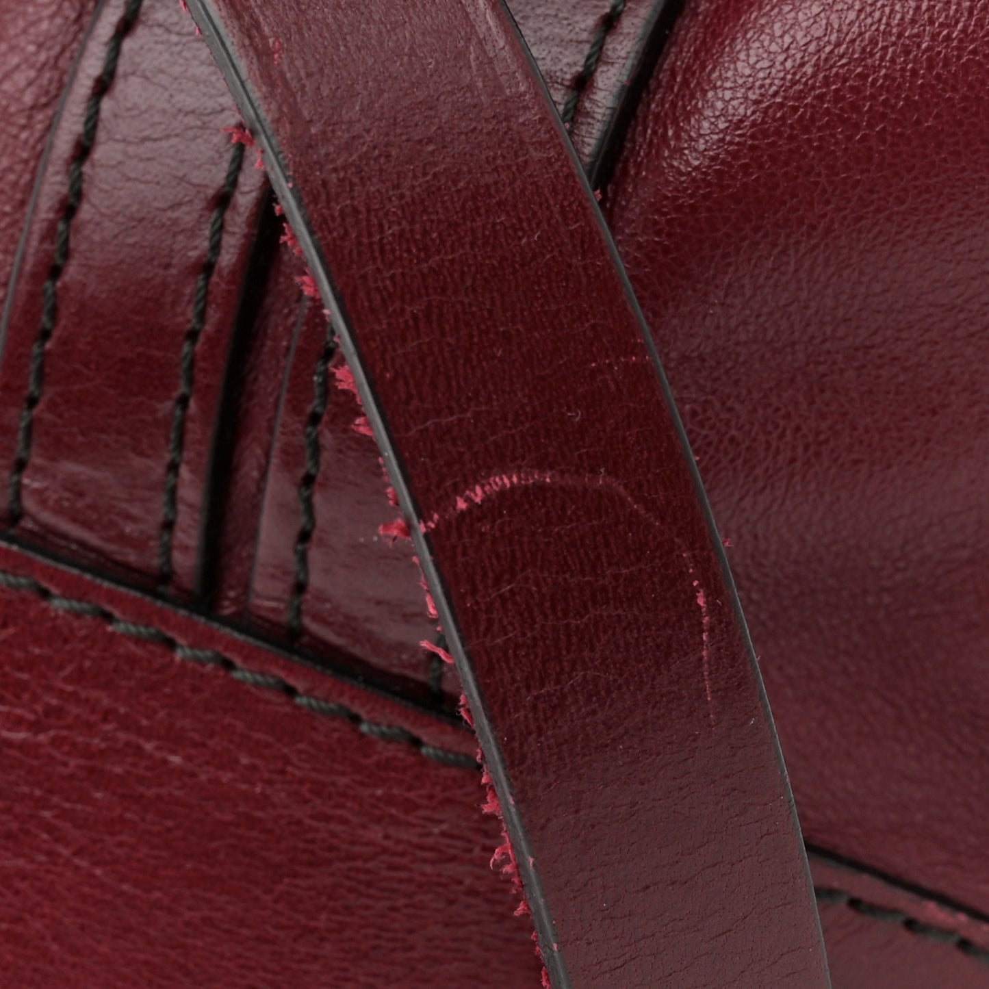 Lambskin Whipstitch Medium Tote Burgundy