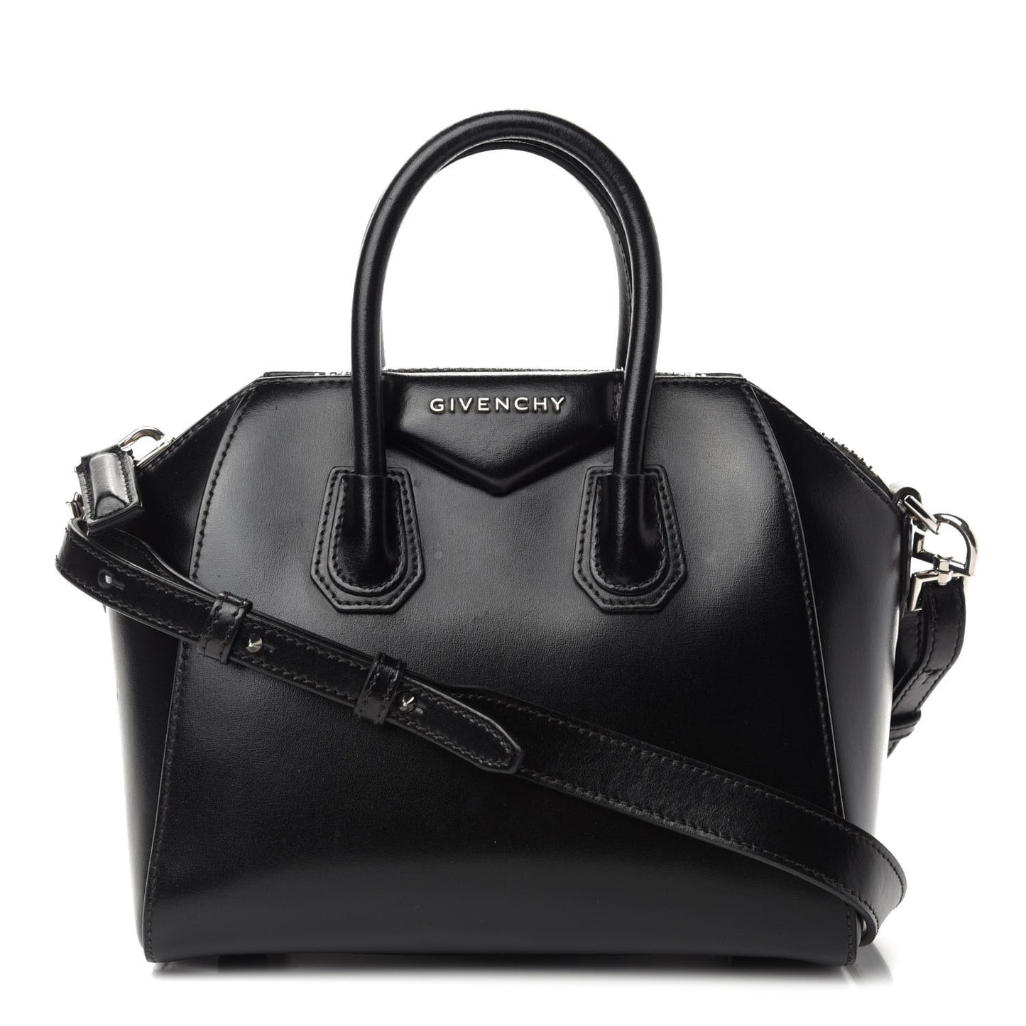 Shiny Lord Calfskin Mini Antigona Black