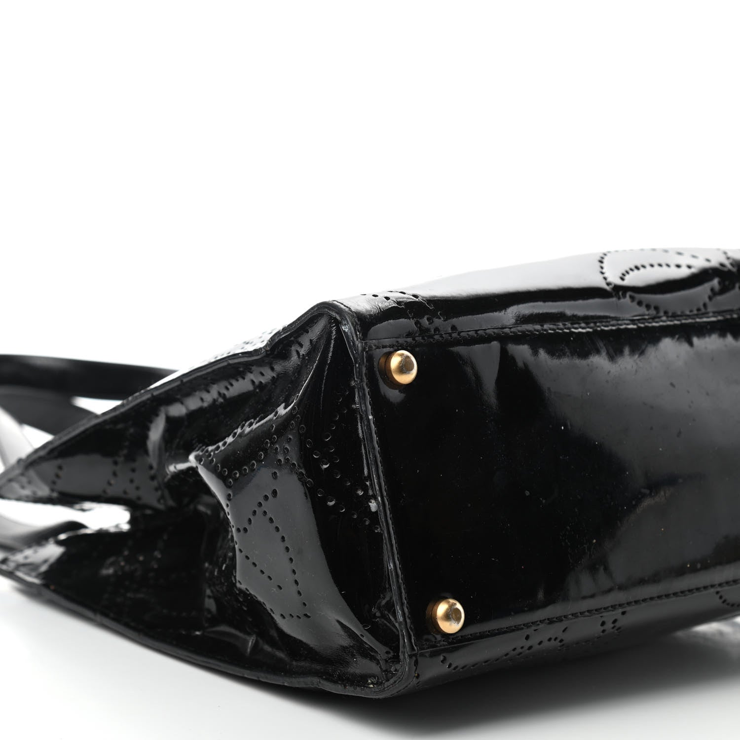 Chanel Patent Perforated Camellia Tote Black 9 of 10