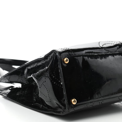 Chanel Patent Perforated Camellia Tote Black 9 of 10