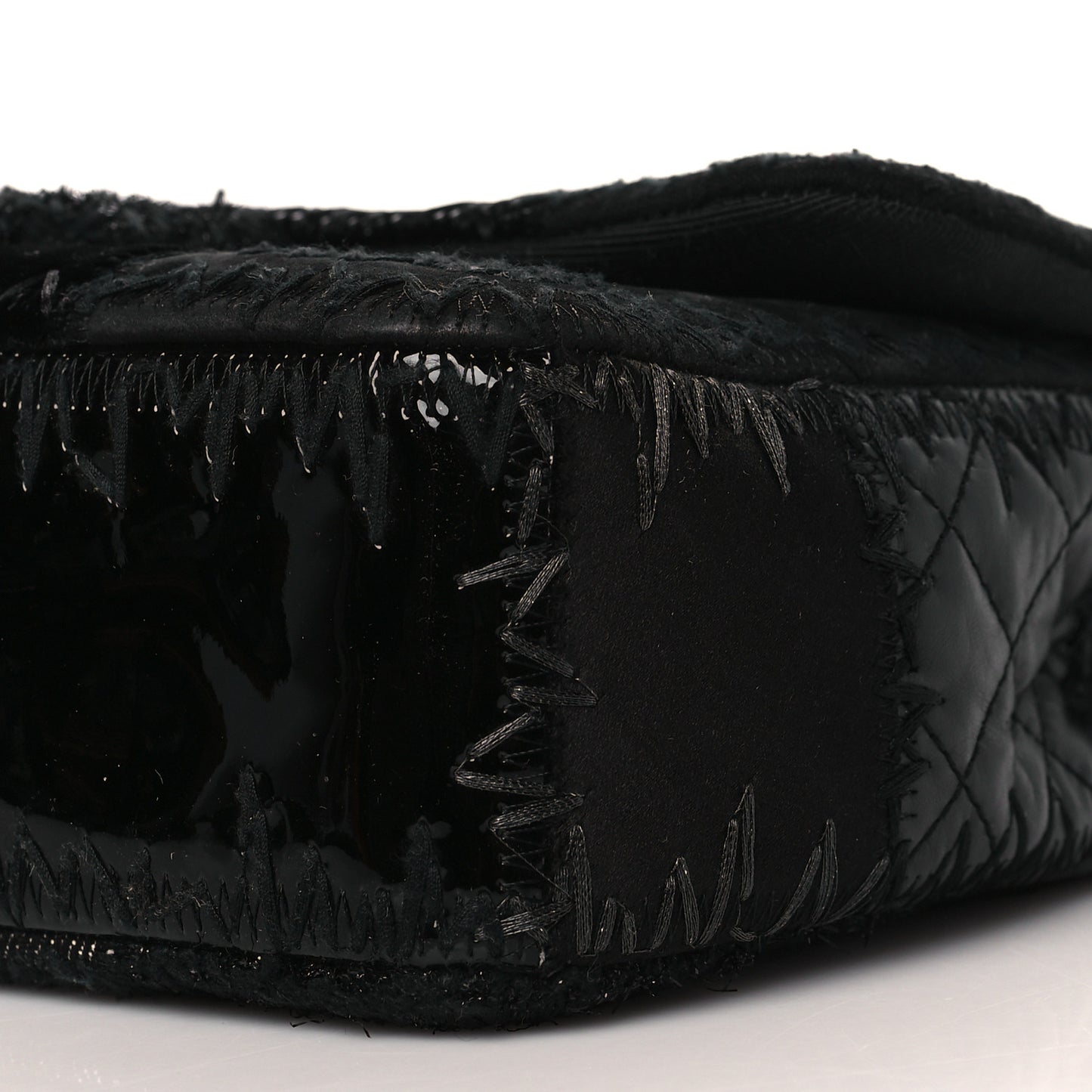 Tweed Patchwork Medium Single Flap Black