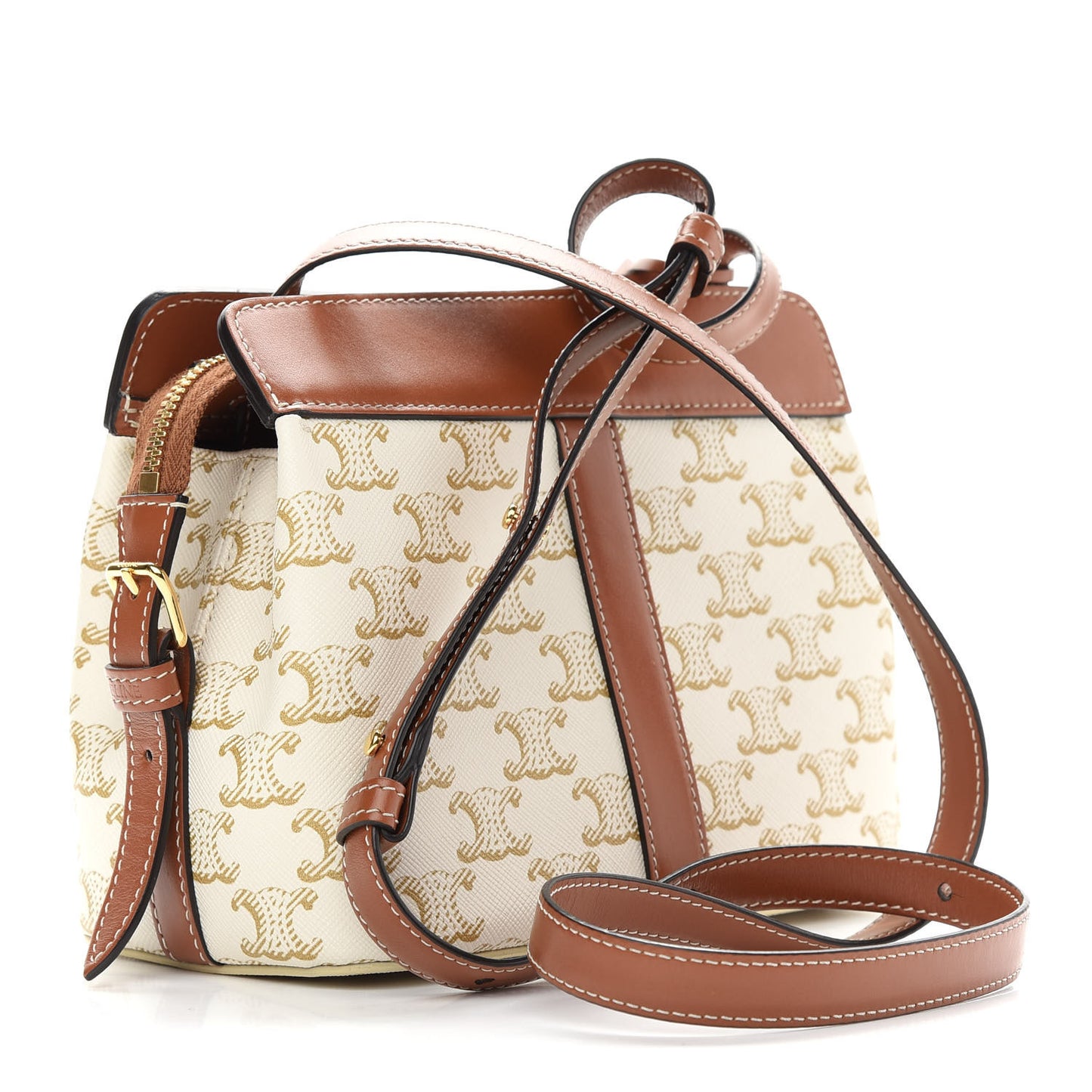 Calfskin Canvas Triomphe Teen Cabas De France White
