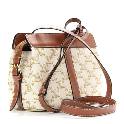 Celine Calfskin Canvas Triomphe Teen Cabas De France White 3 of 10