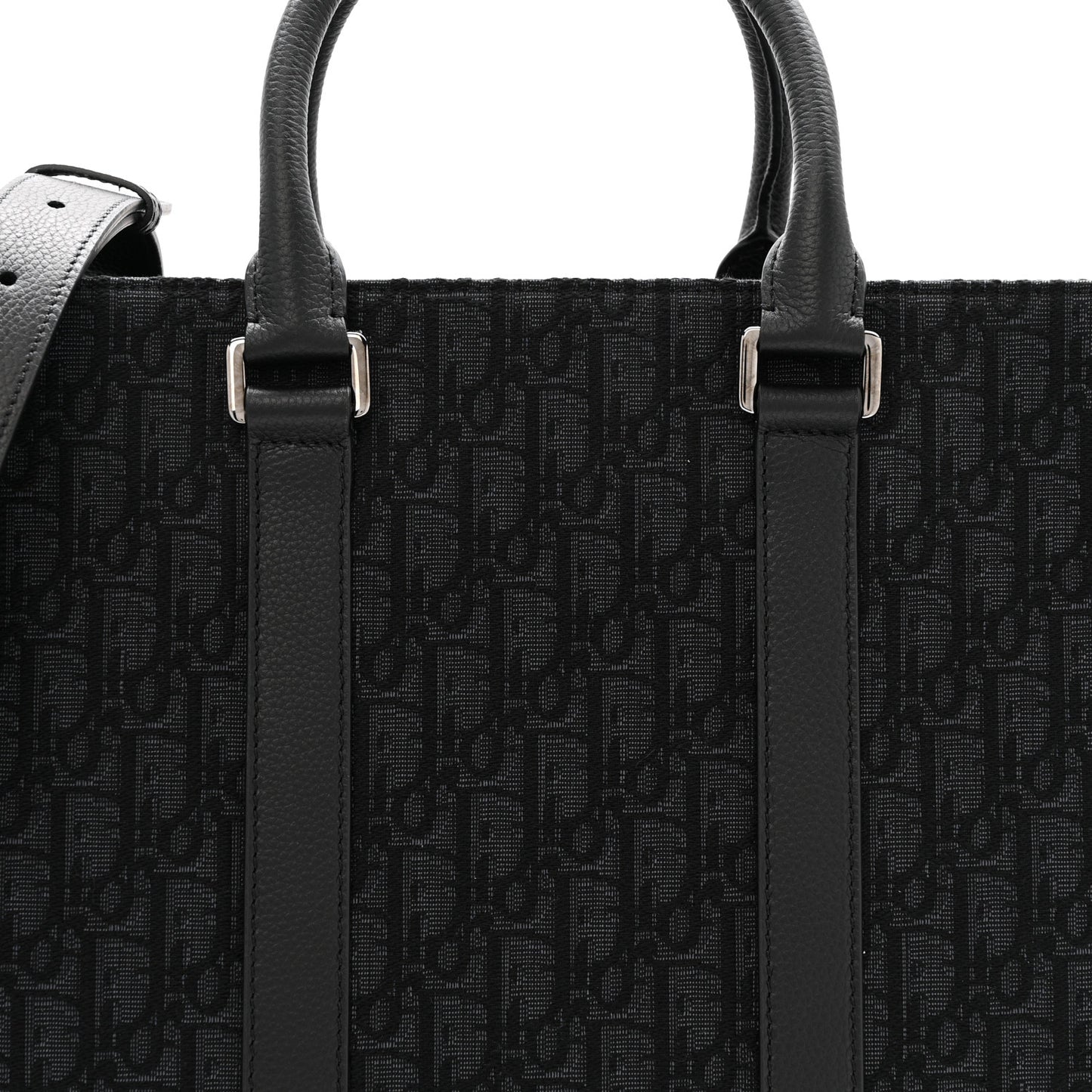 Oblique Grained Calfskin East West Tote Black