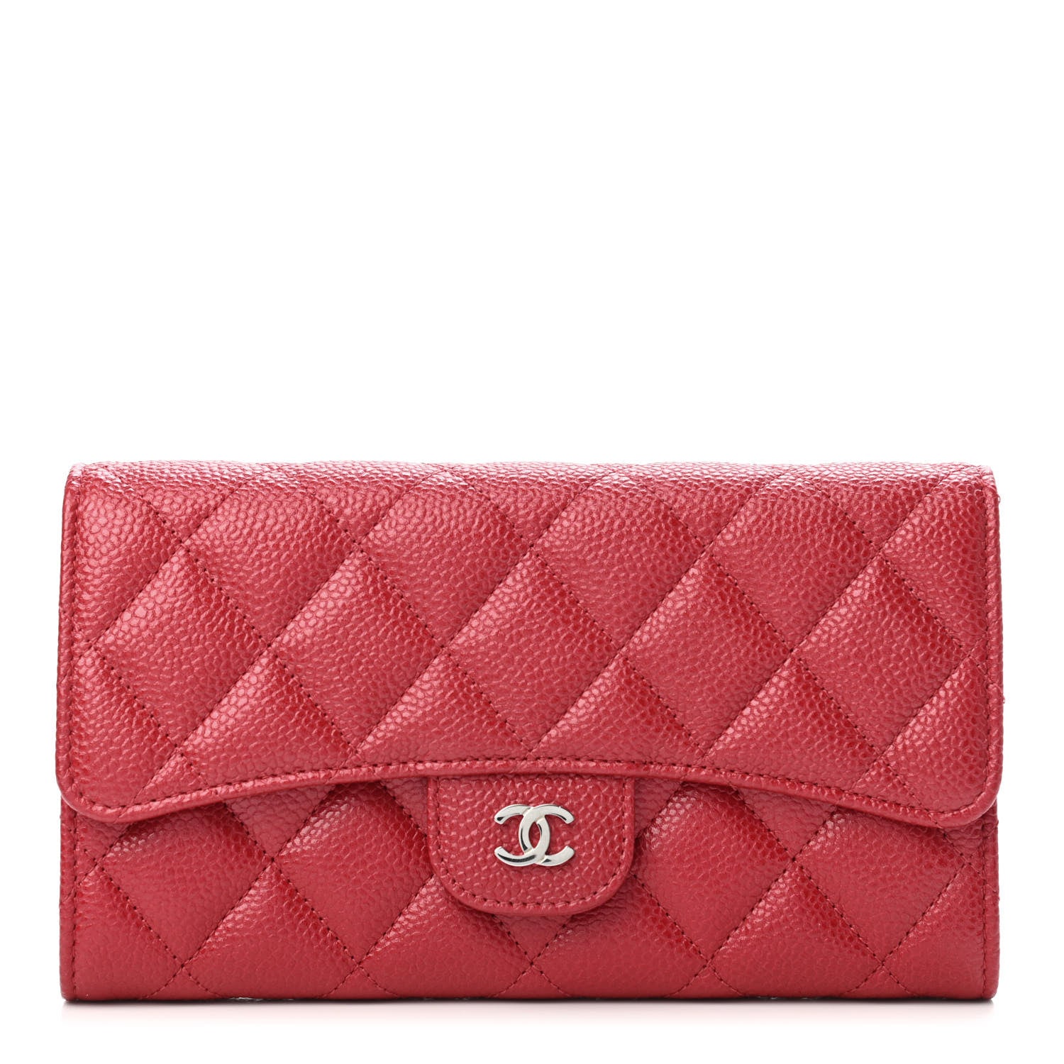 Chanel Metallic Caviar Quilted Large Flap Wallet Dark Pink 1 of 4