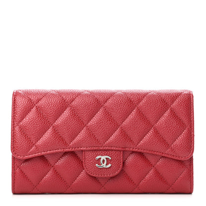 Chanel Metallic Caviar Quilted Large Flap Wallet Dark Pink 1 of 4