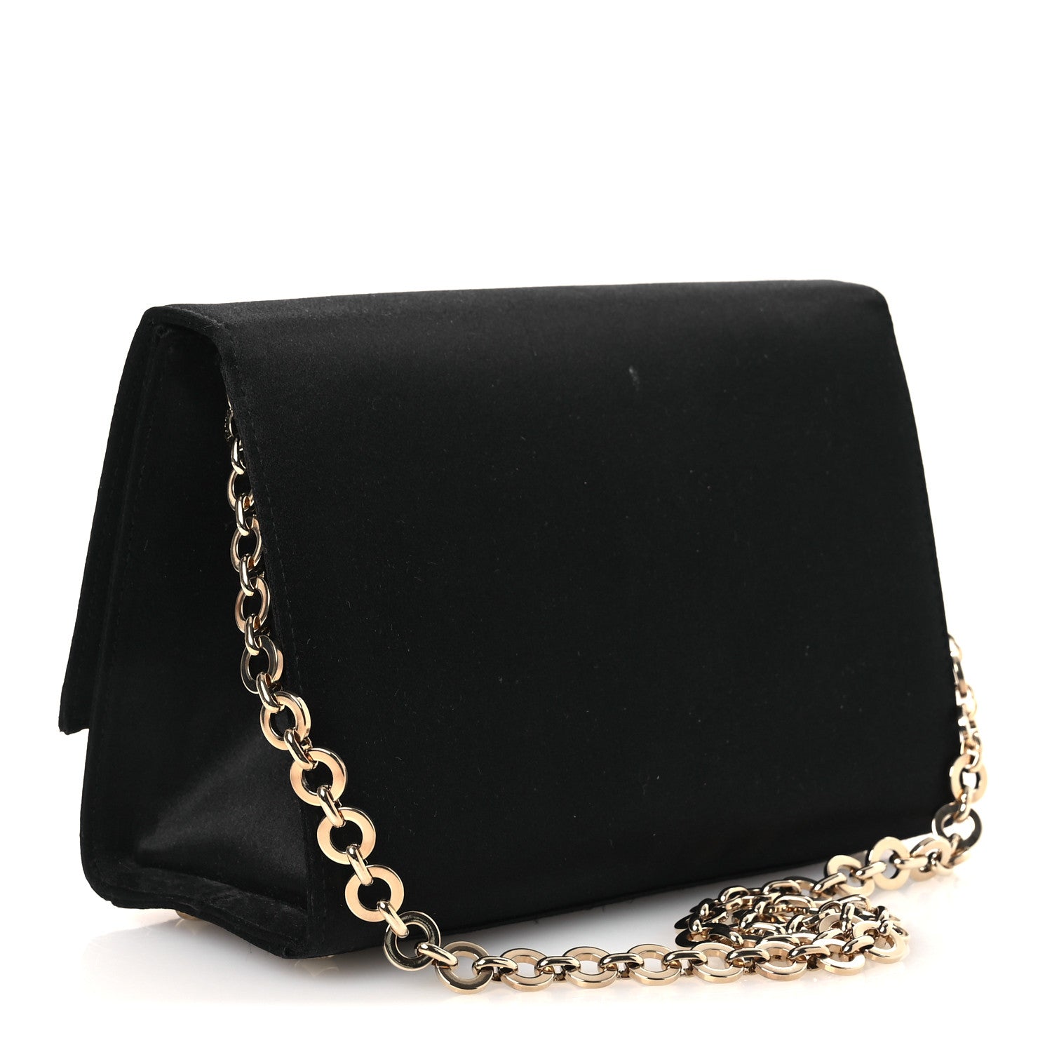 Salvatore Ferragamo Satin Crystal Gancini Chain Flap Bag Black 3 of 13