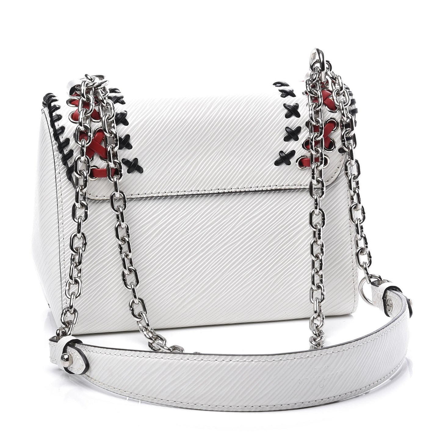 Epi Embroidered Twist Shoulder Bag PM White
