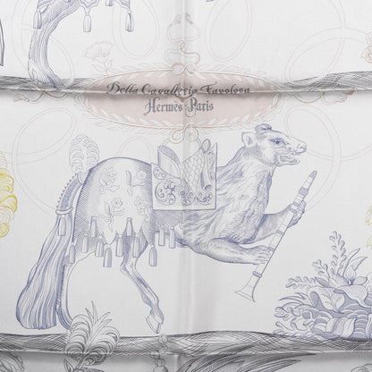 Hermes Silk Della Cavalleria Favolosa Reversible Scarf 90 Gris Argente Jaune Etoupe 3 of 6
