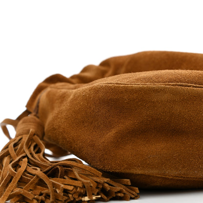 Saint Laurent Suede Calfskin Fringe Bucket Light Ochre 8 of 9