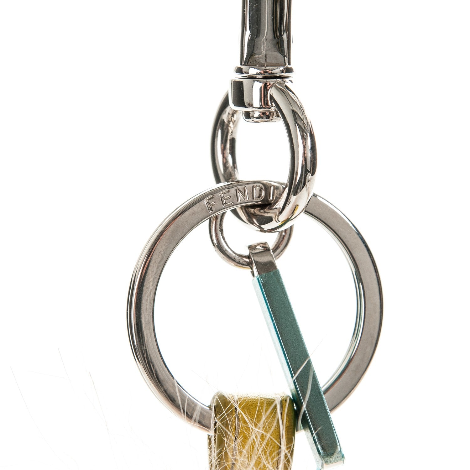 Fendi Nylon Shiny Nappa Nutria Fox Fur Monster Eyes Mini Backpack Charm Cedro Lime Multicolor 4 of 6
