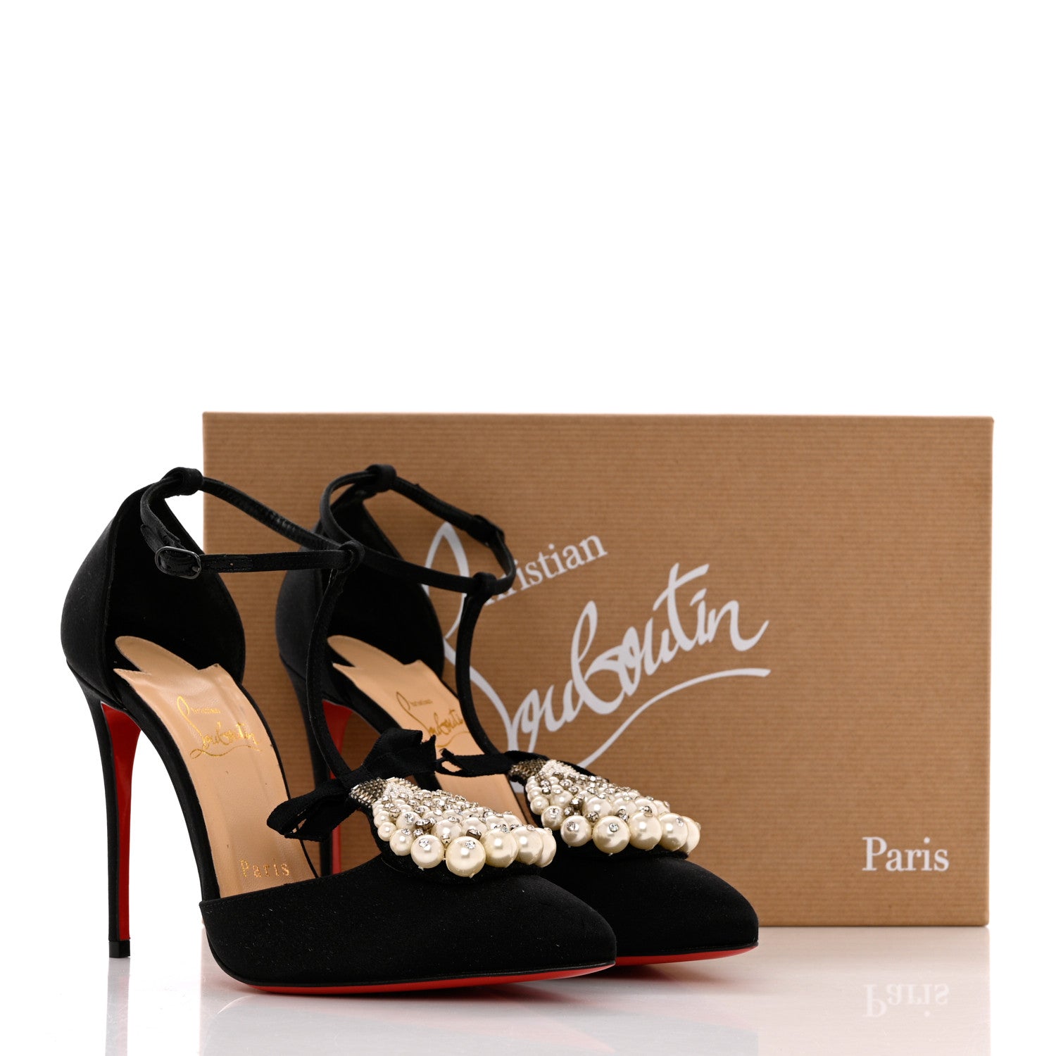 Christian Louboutin Satin Crystal Embellished Goyetta 100 Pumps 36.5 Black 10 of 10