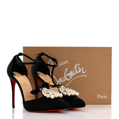 Christian Louboutin Satin Crystal Embellished Goyetta 100 Pumps 36.5 Black 10 of 10