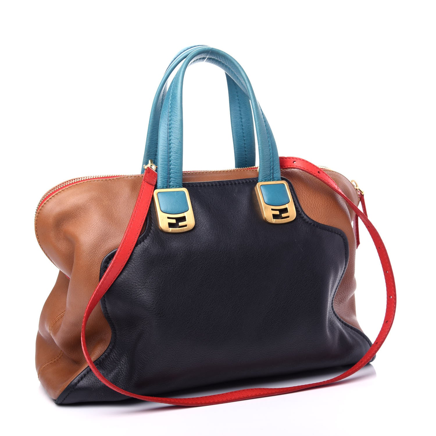 Fendi Calfskin Colorblock Large Chameleon Tote Biscotto 3 of 11