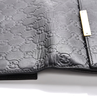 Gucci Guccissima Margaux Calfskin Metal Bar Continental Flap Wallet Black 9 of 14