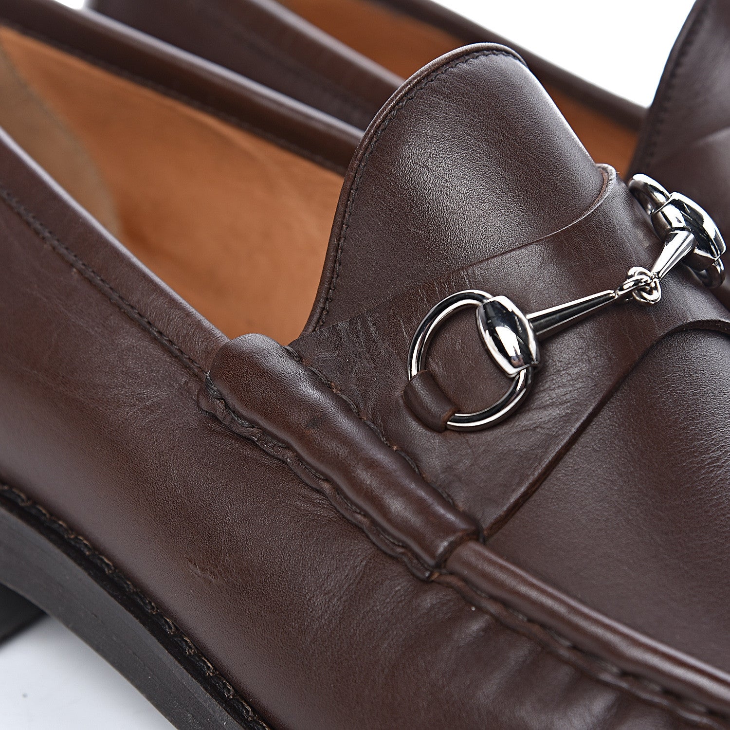 Gucci Laredo Calfskin Mens Horsebit Lug Sole Loafers 12 Brown 9 of 10