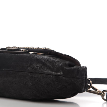 Prada Camosciato Crocodile Crystal Shoulder Bag Black 7 of 11