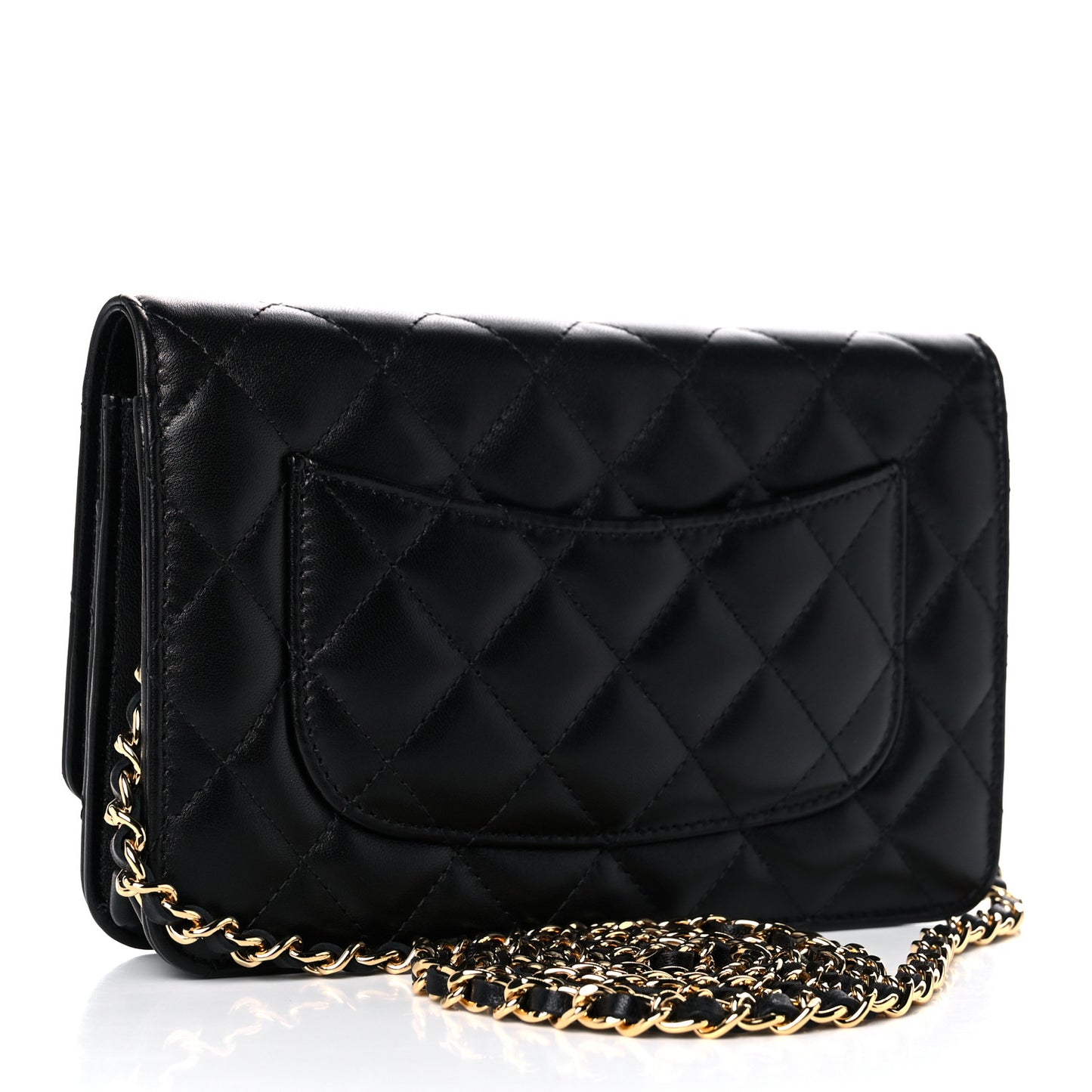 Lambskin Quilted Wallet On Chain WOC Black