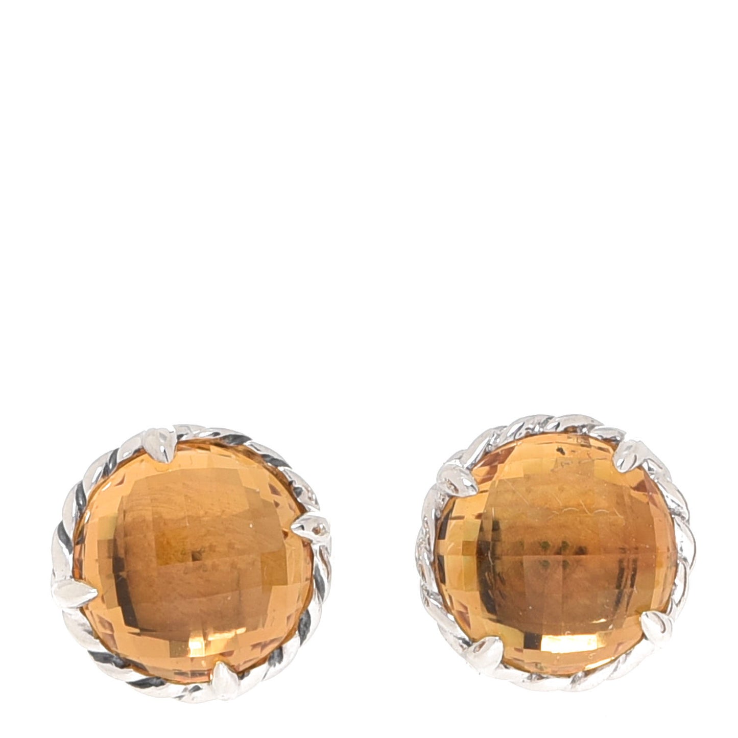 Sterling Silver Citrine 8mm Chatelaine Earrings