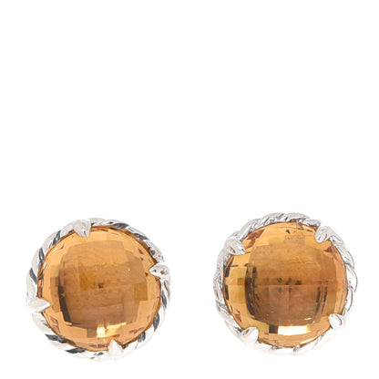David Yurman Sterling Silver Citrine 8mm Chatelaine Earrings 1 of 4