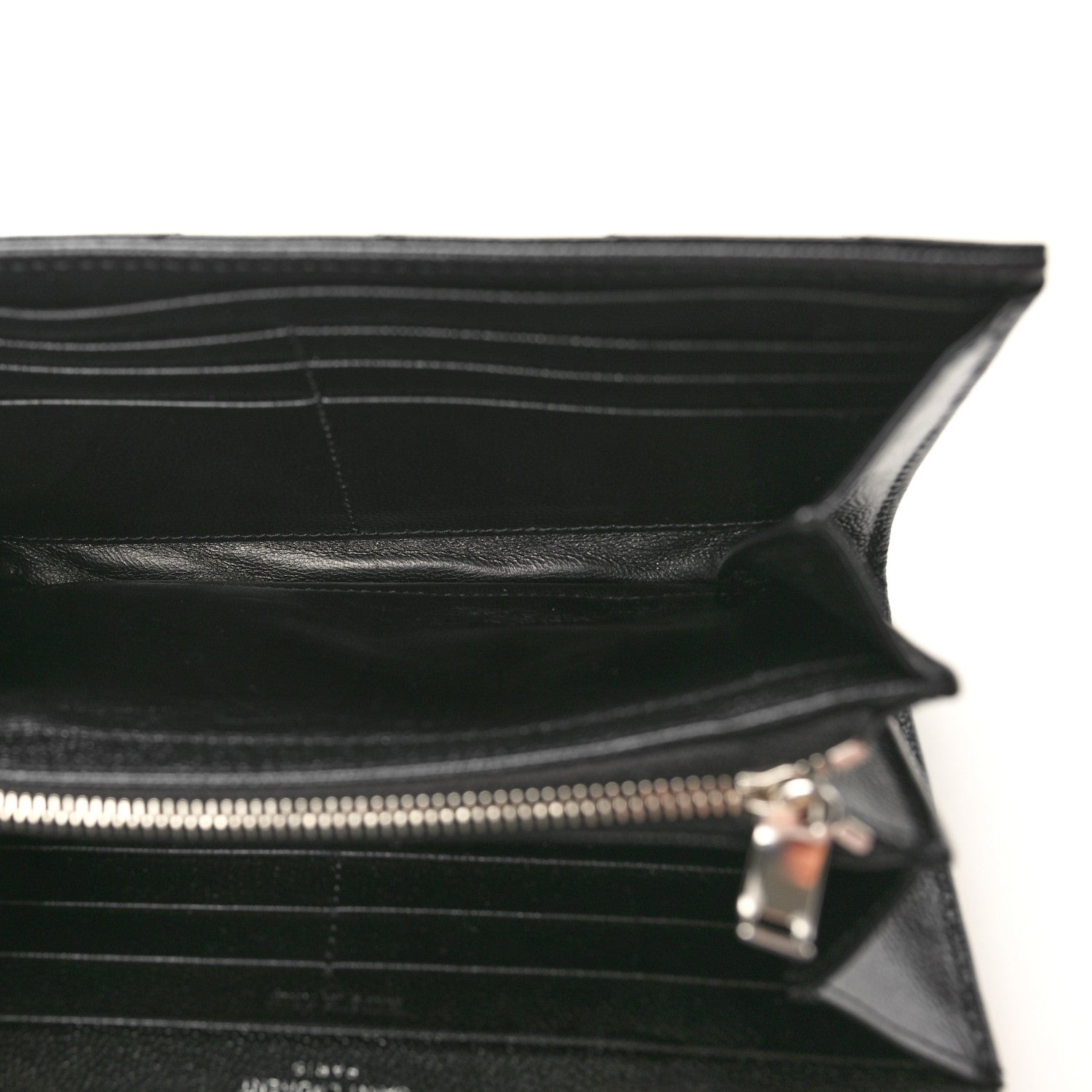Saint Laurent Grain De Poudre Matelasse Chevron Monogram Flap Wallet Black 5 of 10