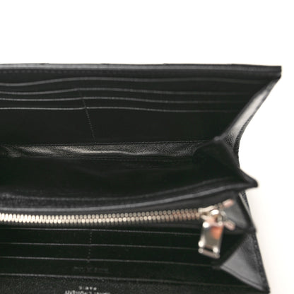 Saint Laurent Grain De Poudre Matelasse Chevron Monogram Flap Wallet Black 5 of 10