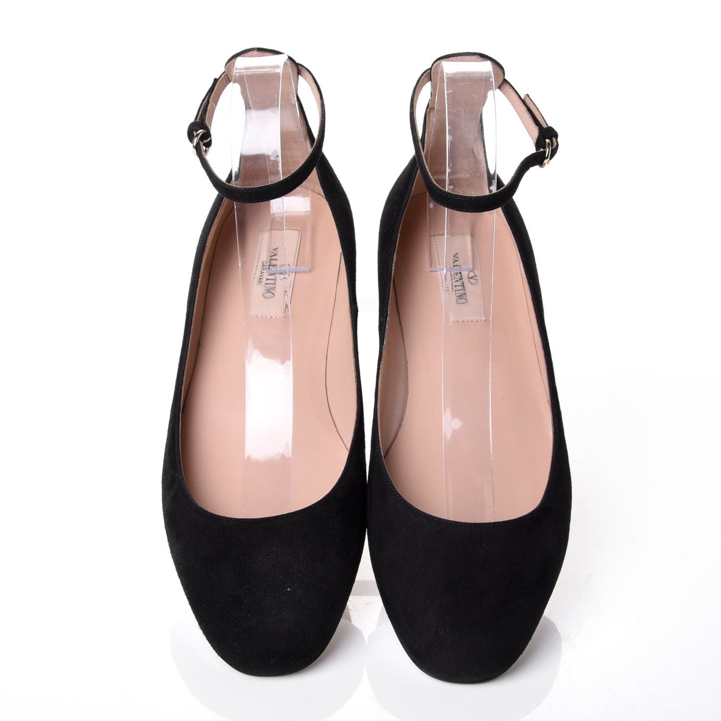 Suede Ankle Strap Ballerina Flats 38 Black