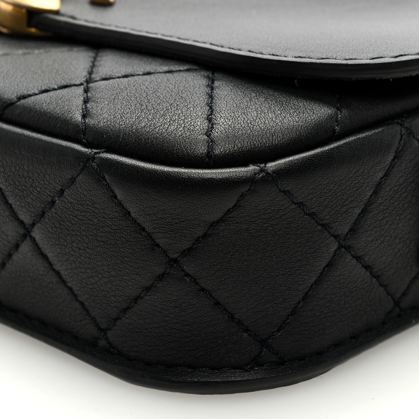 Calfskin Quilted Multi Pouching Flap And Coin Purse Black