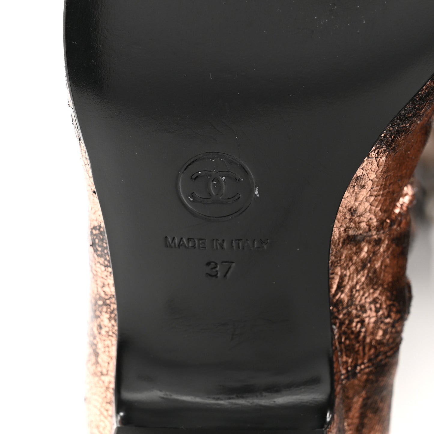 Laminated Goatskin Over the Knee Boots 37 Bronze
