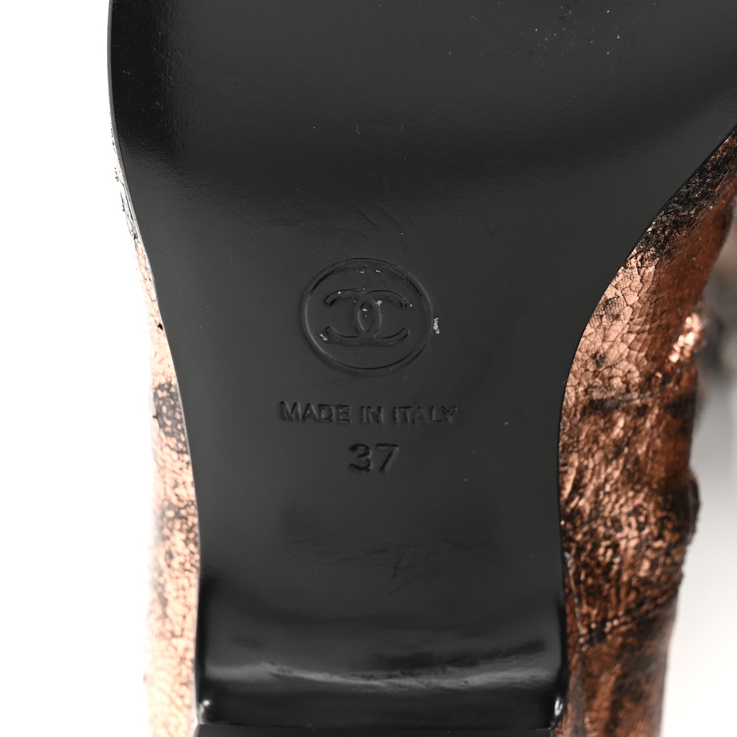Chanel Laminated Goatskin Over the Knee Boots 37 Bronze 6 of 10