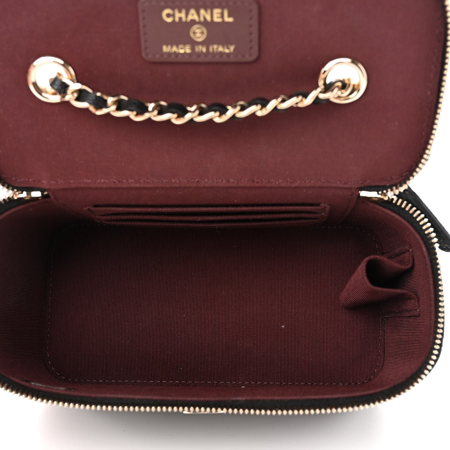 Caviar Quilted Small Vanity Case With Chain Black