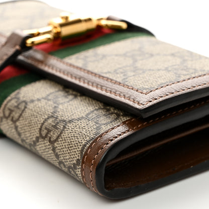 Gucci GG Supreme Monogram Azalea Calfskin Web Jackie 1961 Chain Wallet Beige Ebony Brown Sugar 10 of 10