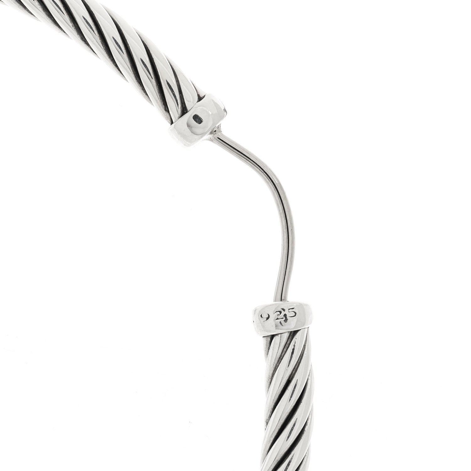 David Yurman Sterling Silver Large Sculpted Cable Hoop Earrings 4 of 7
