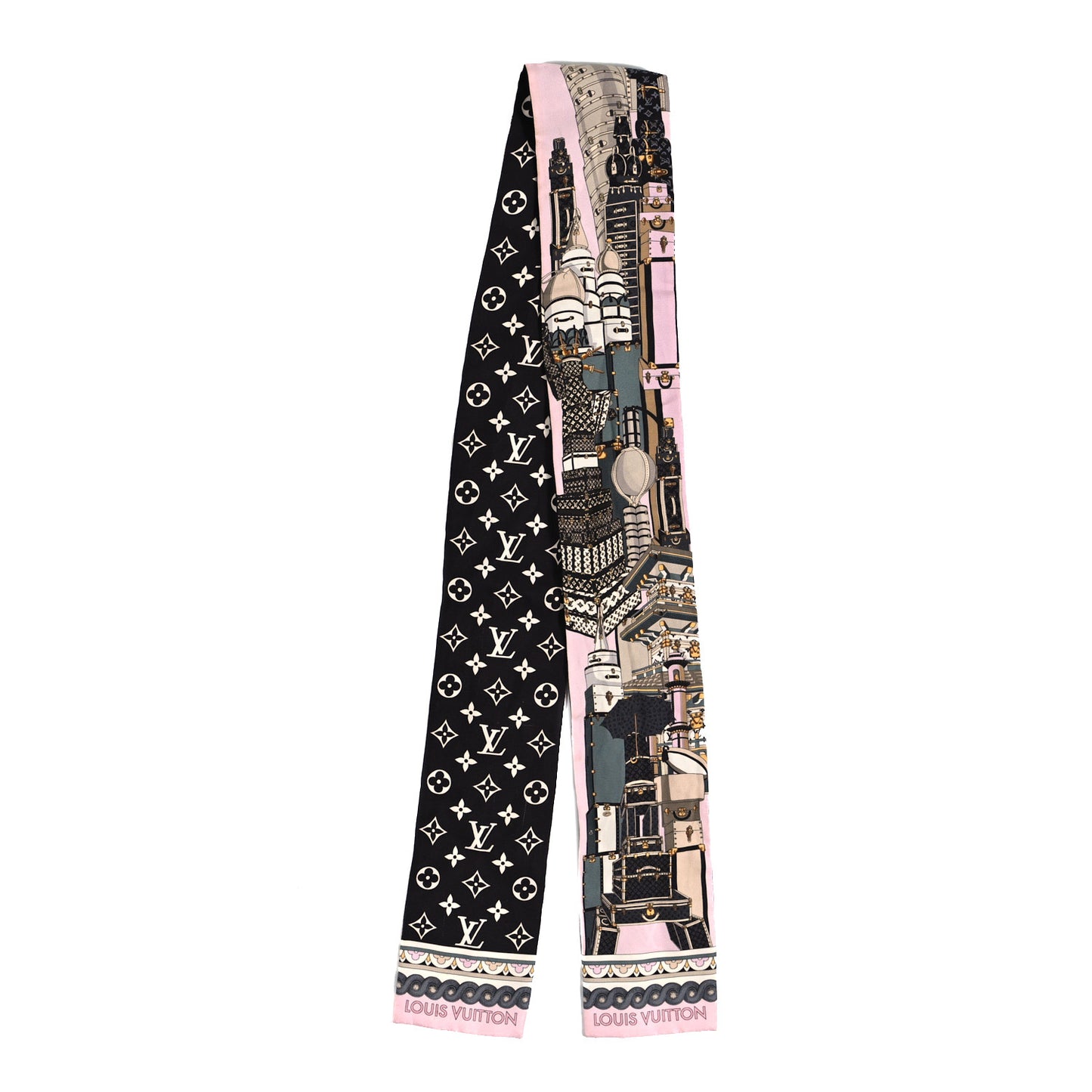 Silk Monogram Around The World Bandeau Black Pink